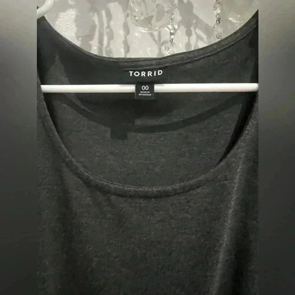 Torrid Dress Gray Knit A-Line T-Shirt Knee Length Short Sleeve Tie Belt Size 00 - Picture 3 of 6